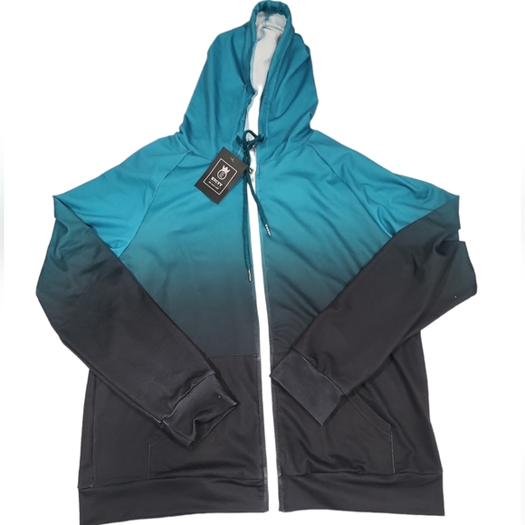 Etcyy Sweatshirt Active Streetwear Zipper Ombre Jacket. M - Picture 2 of 13